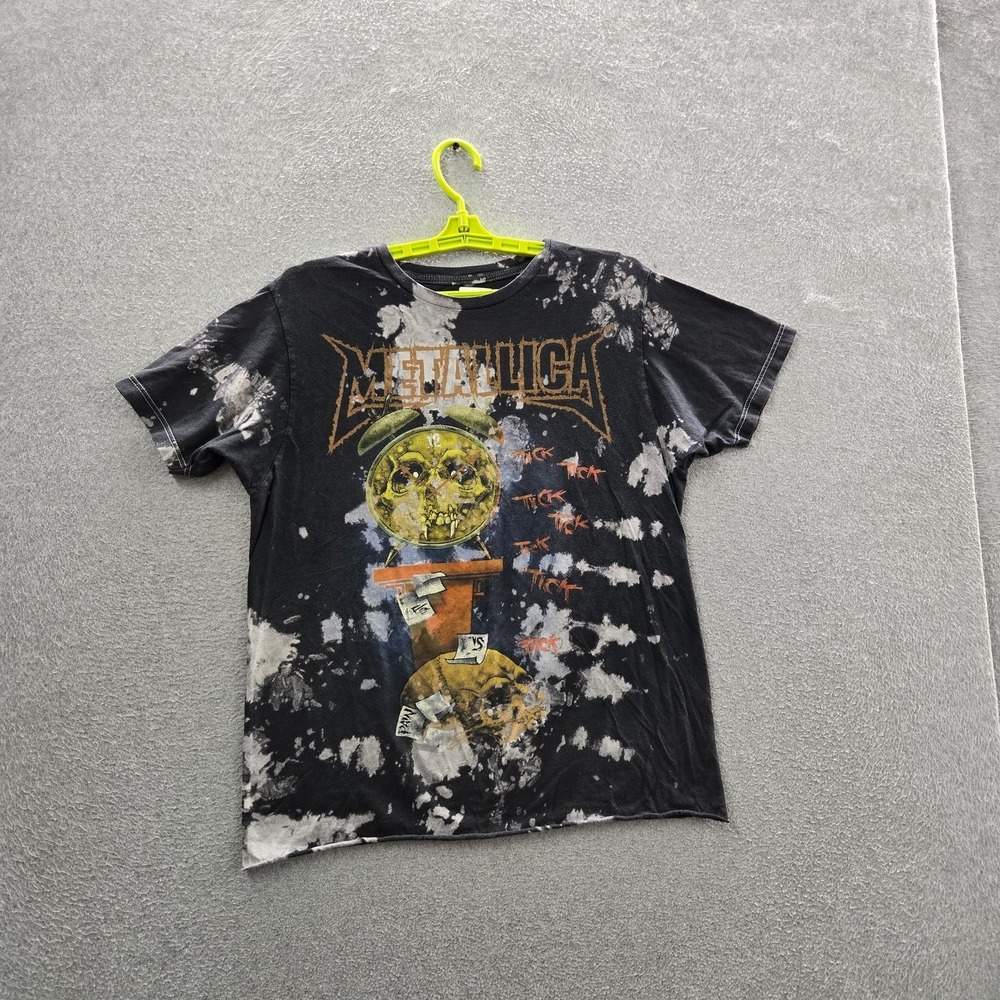 Metallic Men Shirt M Black Tie Dye Death Is Pain Band Rock Short Sleeve‎ Logo